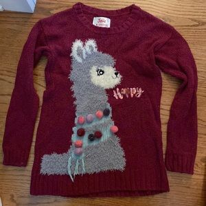 Justice Burgundy Llama Sweater